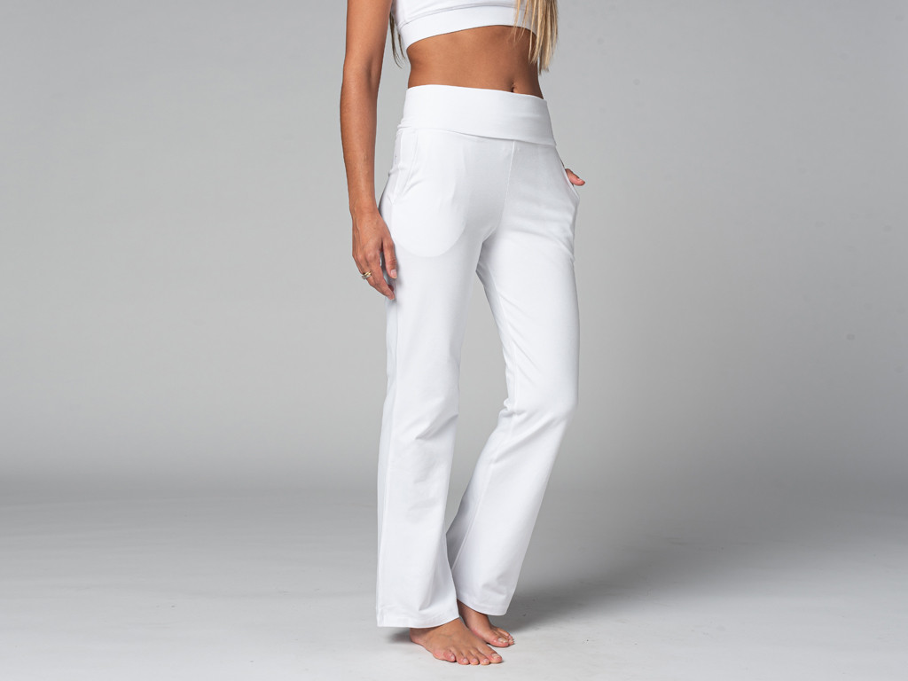Pantalon de yoga femme Confort Bio Blanc Vêtements de yoga
