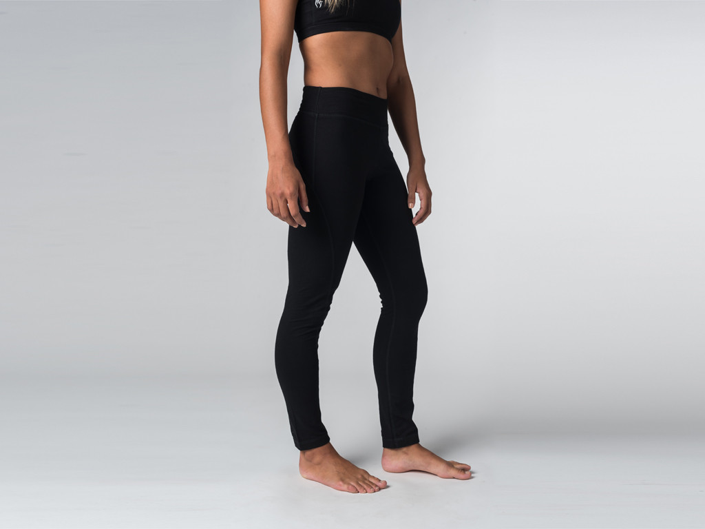 Yoga Legging 95 coton Bio et 5 Lycra Noir Vêtements de yoga Femme