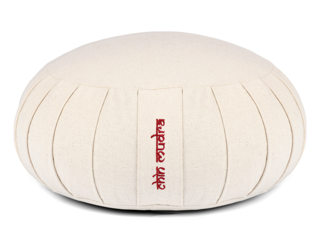 Lotuscrafts Zafu Coussin De Méditation Zen - Rembourrage Épeautre Bio - Housse Coton GOTS - Hauteur 15 Cm - Bleu