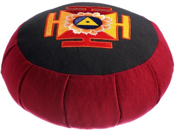 Housse De Zafu Noir Broderie Mandala Blanche – Fermeture éclair, Poignée De Transport – Pour Coussin De Méditation Référence 61670