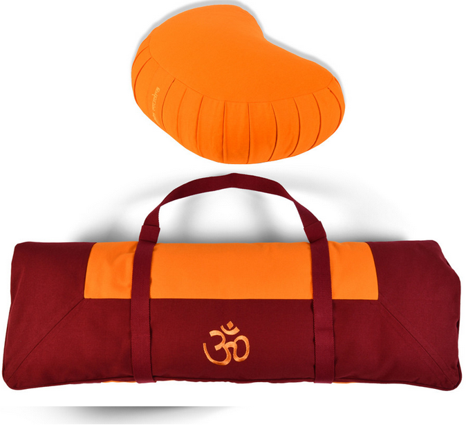 Kit Tapis de Méditation Tibétain Bordeaux/Orange Safran par Chin Mudra