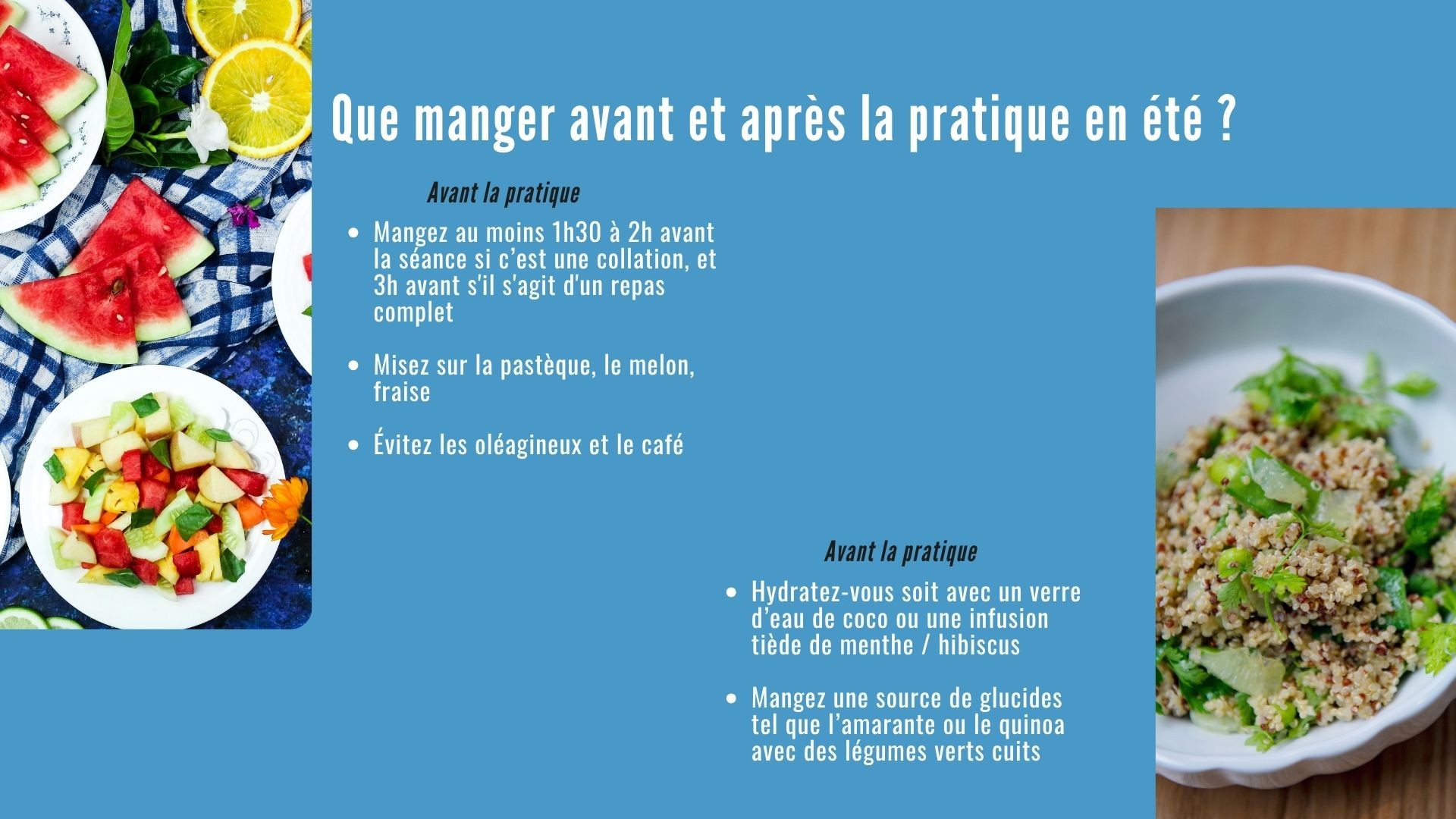Que manger avant et après la pratique du yoga en été ?