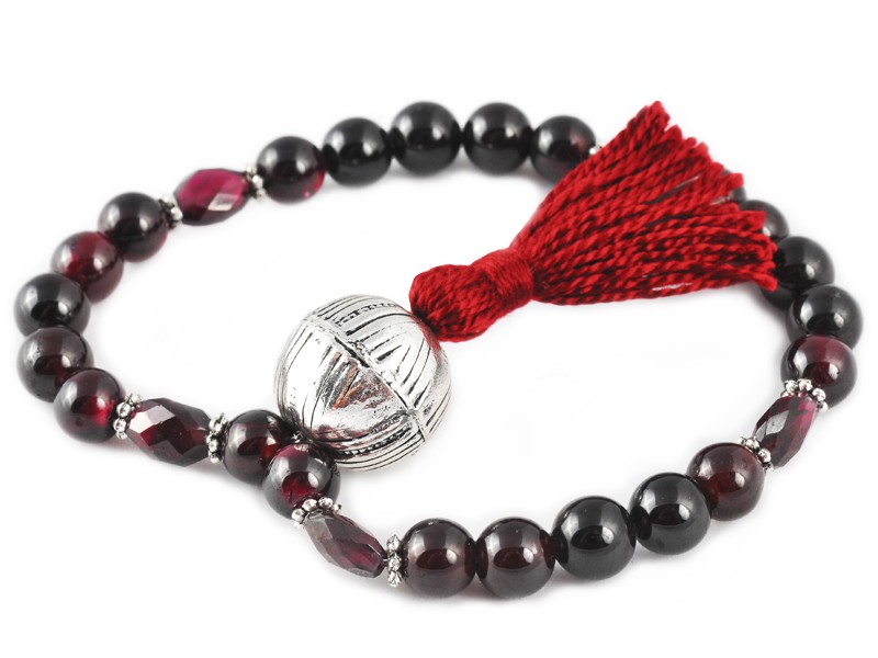 Item Mala 27 perles Grenat & argent