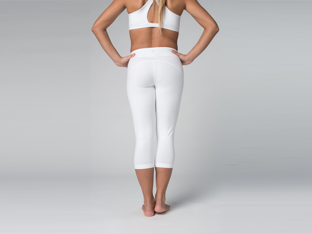 Pantalon De Yoga Corsaire Coton Bio Et Lycra Blanc V Tements De Yoga Femme Boutique Yoga
