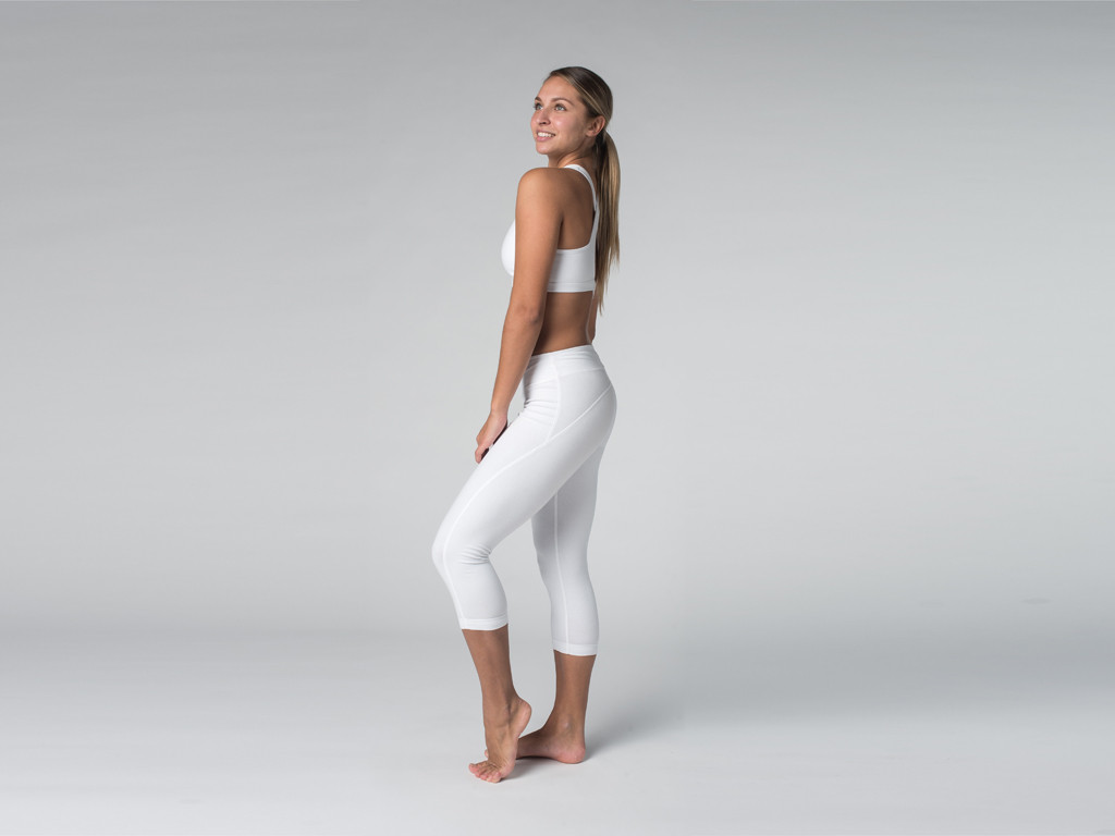 Pantalon de yoga Corsaire 95% coton Bio et 5% Lycra Blanc ...