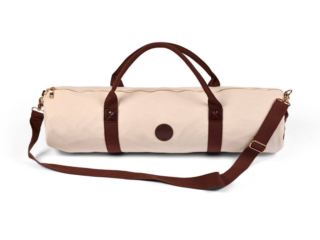 image Sac à Tapis de Yoga Baroudeur Coton Bio et Cuir végan - Écru 20 cm x 70 cm