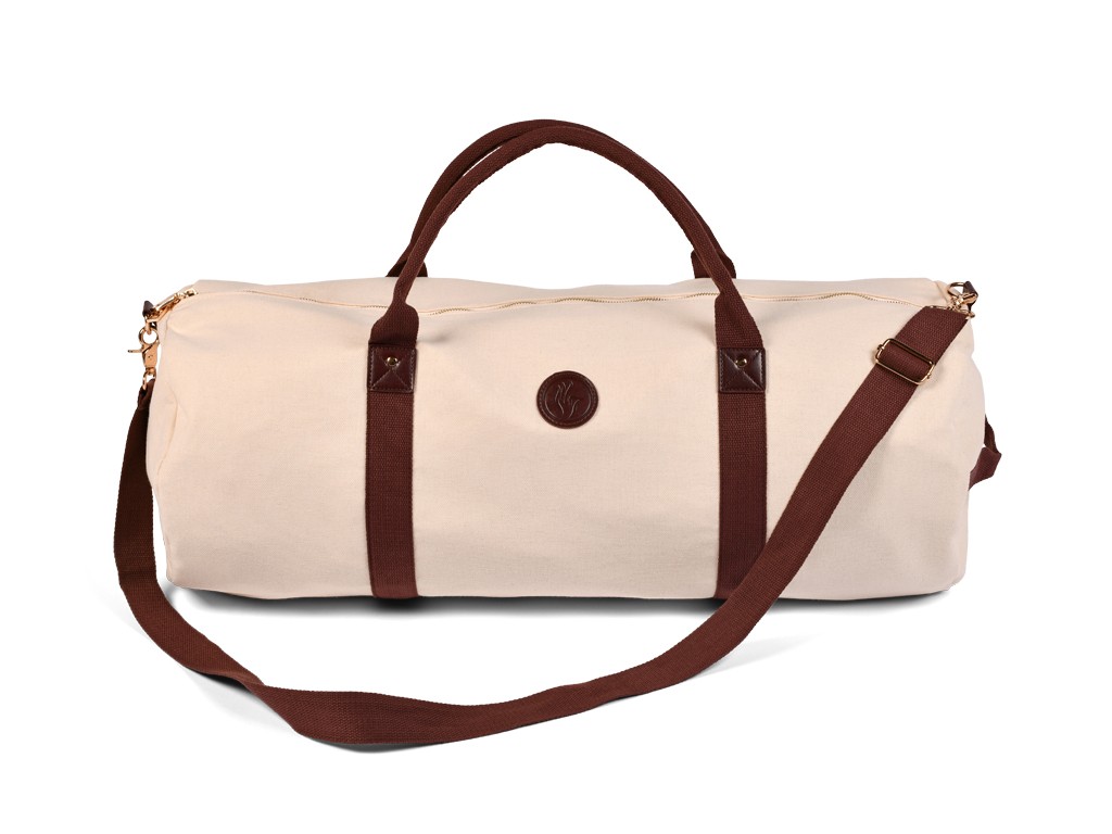 image Sac à Tapis de Yoga Baroudeur Coton Bio et Cuir végan - Écru 30 cm x 70 cm