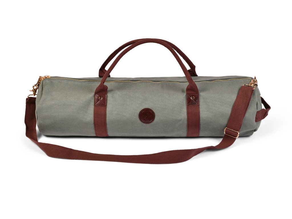 image Sac à Tapis de Yoga Baroudeur Coton Bio et Cuir végan - Kaki 20 cm x 70 cm
