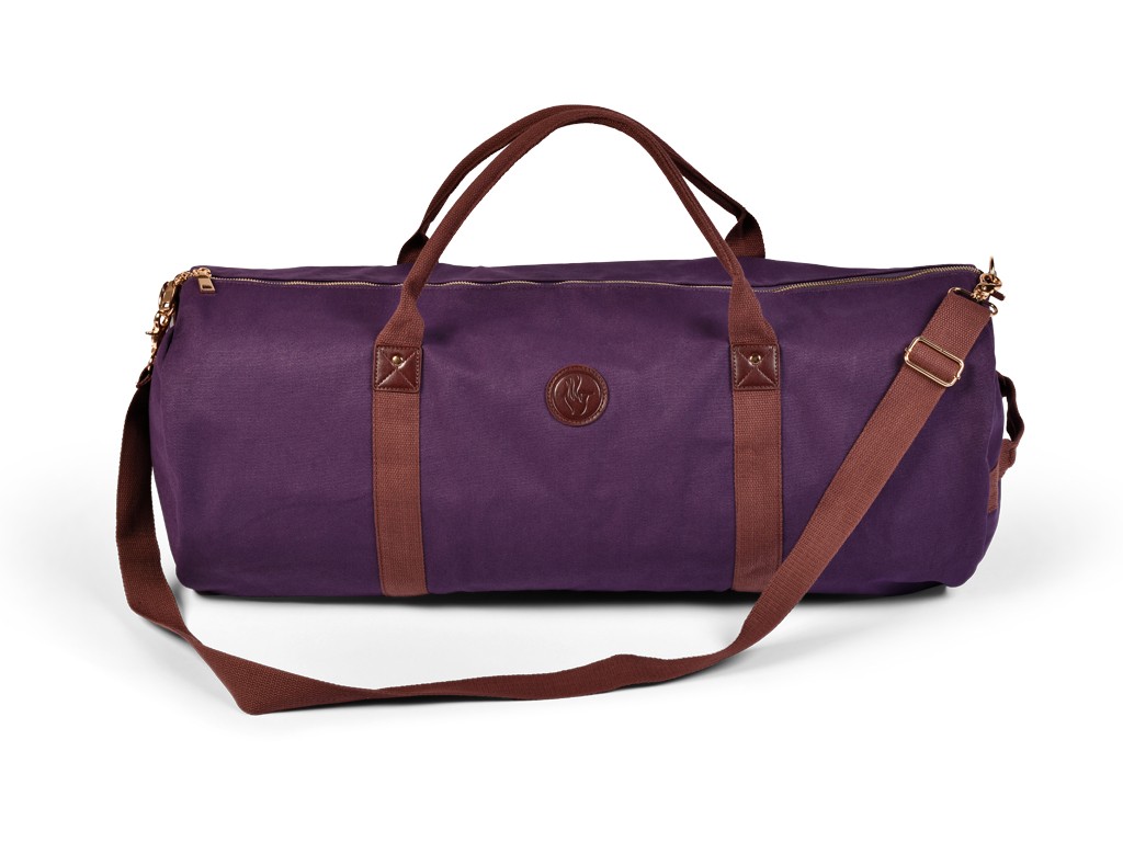 image Sac à Tapis de Yoga Baroudeur Coton Bio et Cuir végan - Prune 30 cm x 70 cm