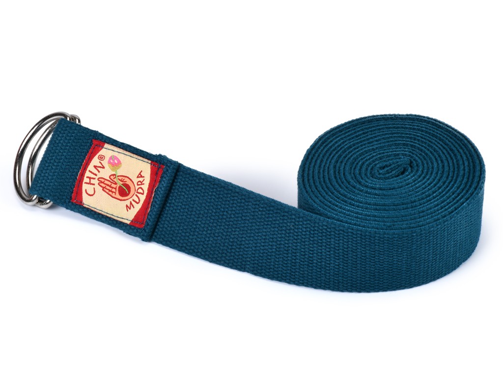 image Sangle de yoga 100% coton Bio boucle 1/2 lune Bleu