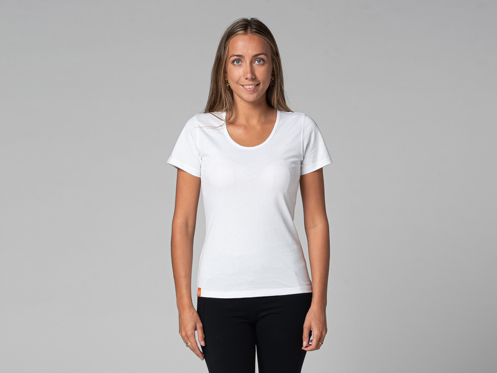 Item T-Shirt TARA M/C Col Large 100% Bio Blanc