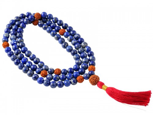 Mala 108 perles 8mm - Lapis Lazuli & Rudraksha Chin Mudra